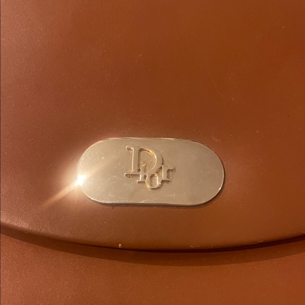 Dior Vintage Brown Clutch with gold Accent